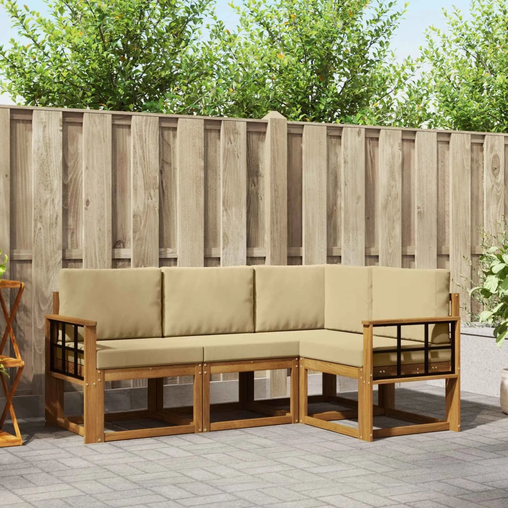 Set di divani da esterno con cuscino 4 pcs Naturale e Beige