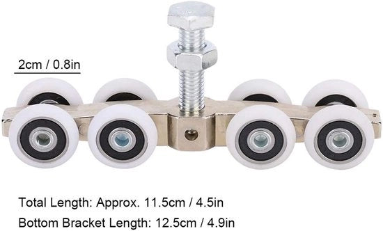 Porta scorrevole catrolla - Ruota di apertura - Rullo - Materiale POM - Diametro 2 cm - Lunghezza totale 11,5 cm - Peso 215 g