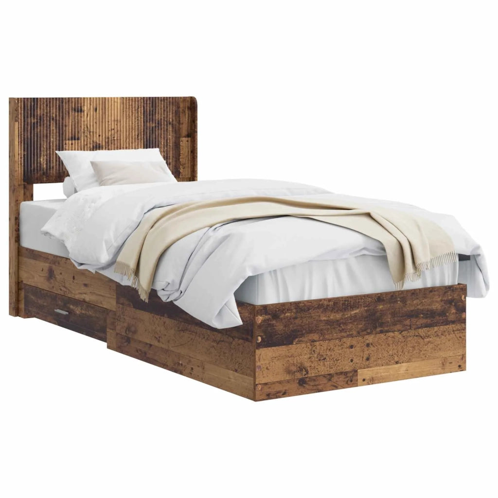 Struttura del letto con stoccaggio e testata Legno antico 3414521