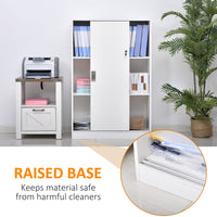 Armadietto da Ufficio 3 Ripiani con Chiavi 80x40x120 cm in Truciolato Bianco