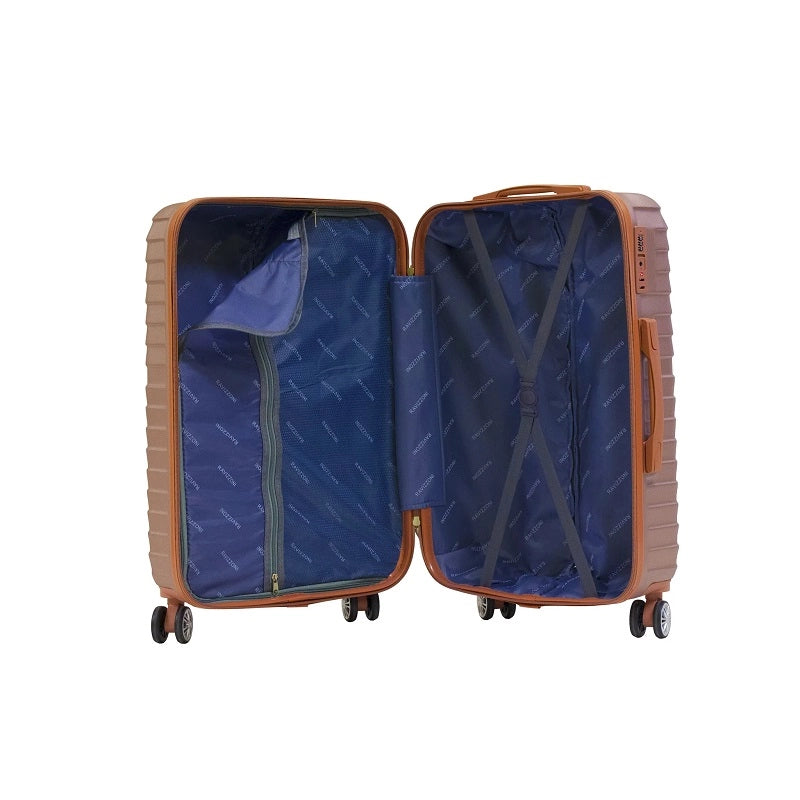 Trolley valigia in ABS rigido, 4 doppie ruote golden rose, 55x40x20cm Lisabo