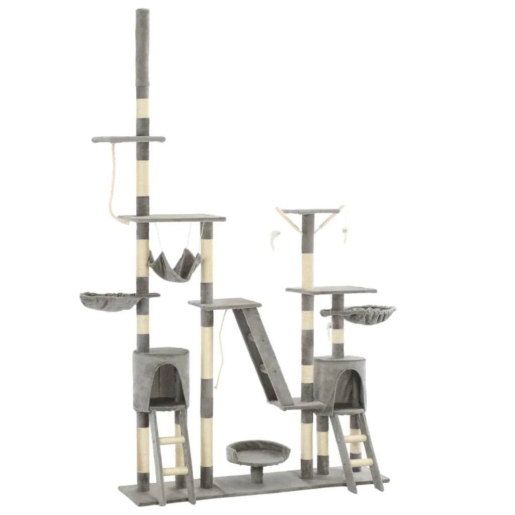Tiragraffi albero per gatti cuccia per gatti giocattolo peluche sisal 230-250 cm grigio 3702046