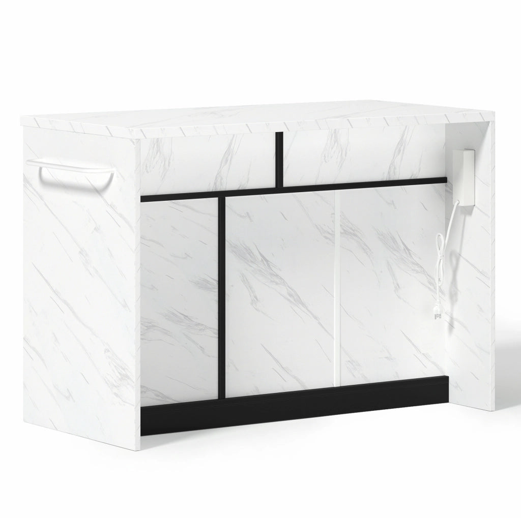 Isola da cucina 120x60x91 cm con piano bar, prese USB e ripiani regolabili in MDF nero