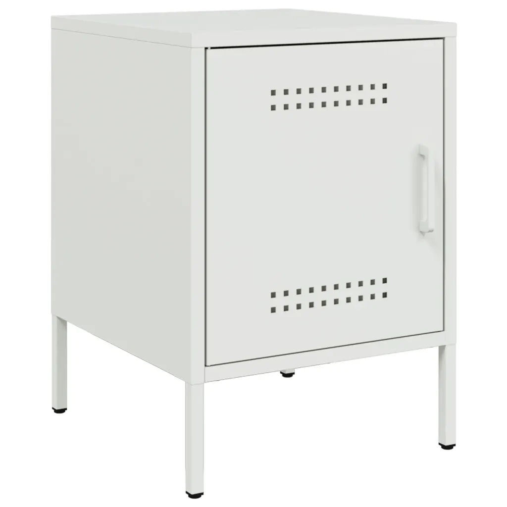 Set di 2 Comodini | Armadio da Notte | Mobiletto da notte Bianchi 36x39x50,5 cm in Acciaio