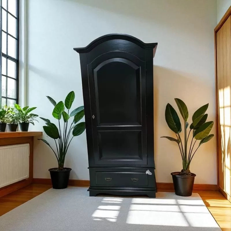 Armadio shabby chic 1 porta legno nero opaco 96x56x196 - Mobili 2G