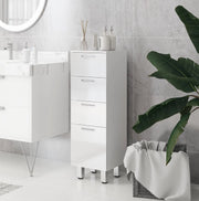 Mobile bagno stretto con 4 cassetti e piedini regolabili 30 x 30 x 93 cm bianco