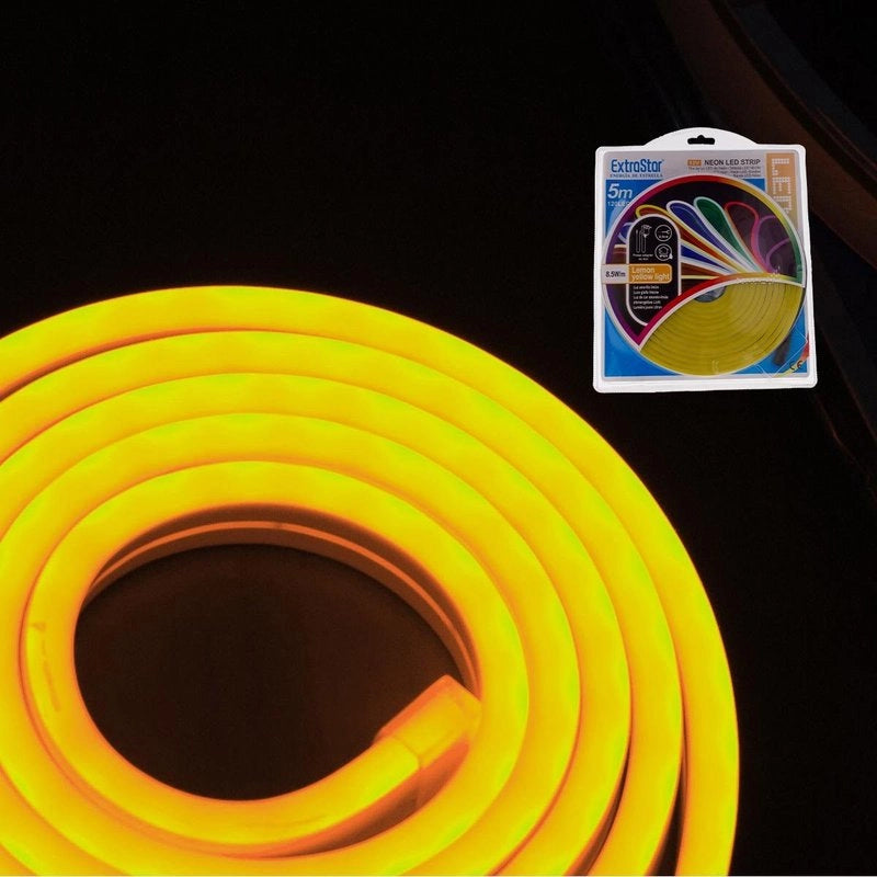 Striscia LED Neon 5M 8.5W/M 12V 120LED Modellabile e Tagliabile IP65 Impermeabile Yellow Angolazione Luce 120