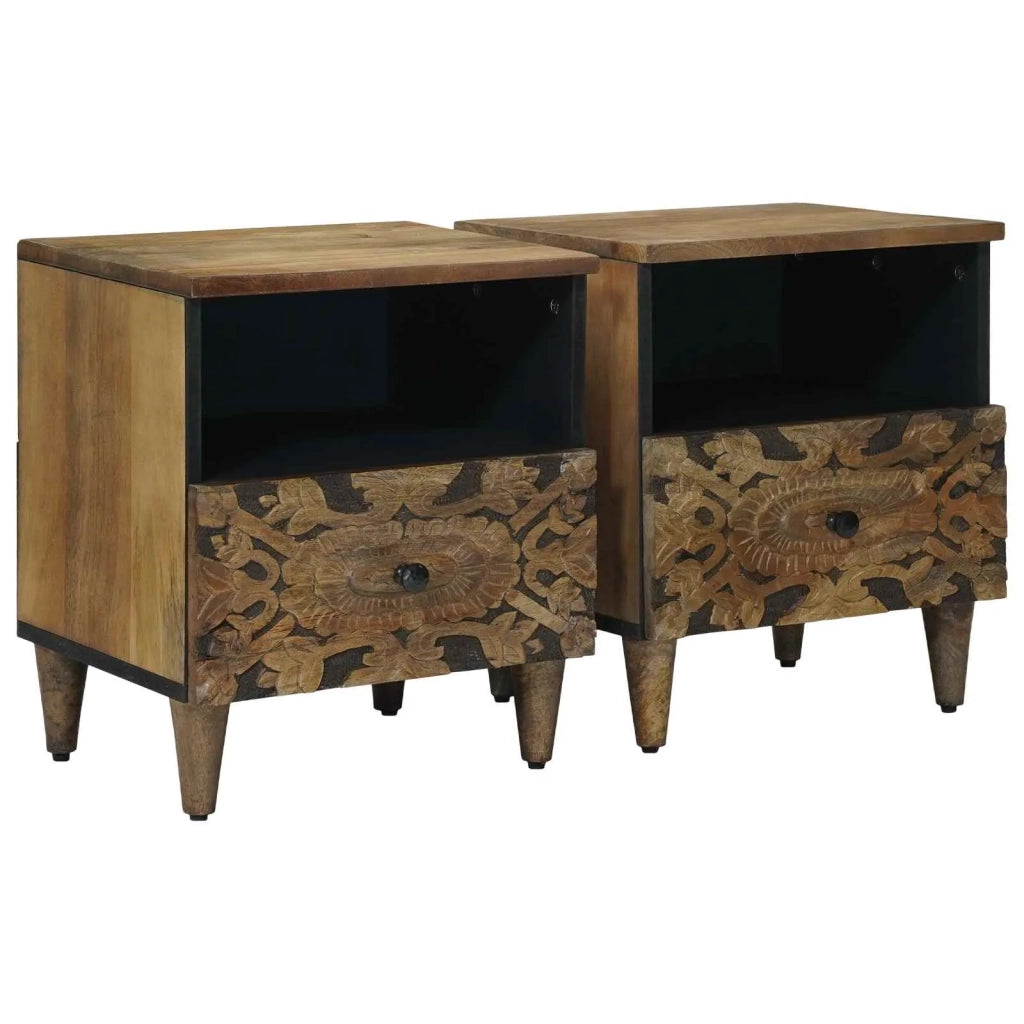 Mobiletto da Letto con cassetto 2 pcs Marrone 40 x 33 x 46 cm