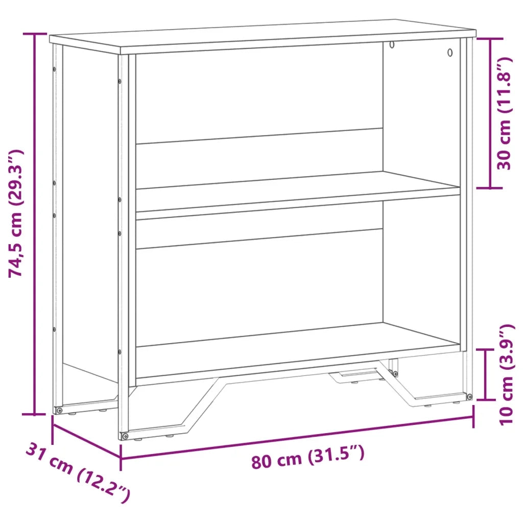 Libreria-Scaffale per Libri-Mobile di Stoccaggio Rovere Fumo 80x31x74,5 cm in Truciolato