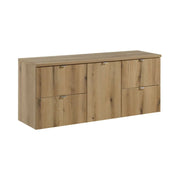 Set da bagno VANO effetto rovere 140cm: mobile sottolavabo con cassetti e cesto per la biancheria integrato + piano per lavabo