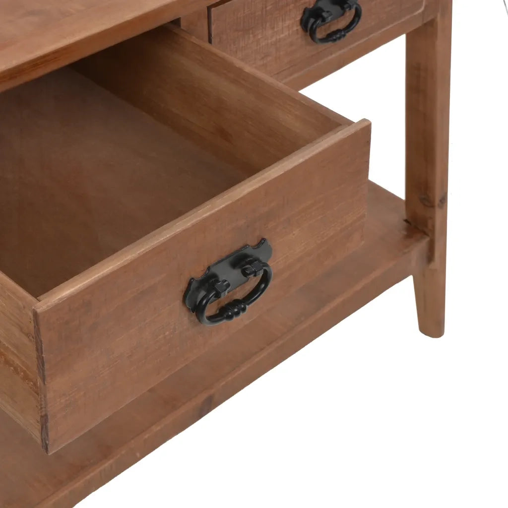 Tavolo Consolle | Tavolo d'Ingresso in Massello di Abete 126x40x77,5 cm Marrone