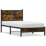 Letto singolo | Letto per adulti | Giroletto senza Materaso in Metallo Rovere Fumo 80x200 cm