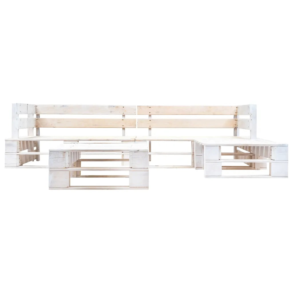 Set Divani da Giardino su Pallet 4 pz | Set Salotto da Giardino in Legno Bianco