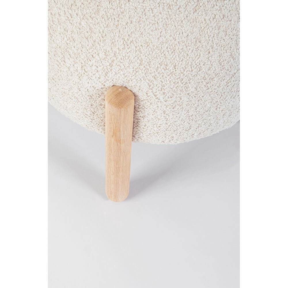 Sgabello imbottito in tessuto bouclé con gambe in legno - SIENNA