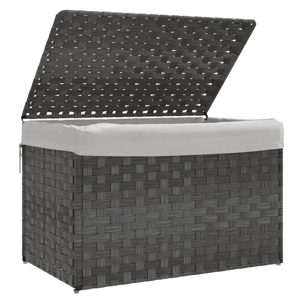 Cesto Portabiancheria Coperchio Grigio 55,5x35x34 cm Polyrattan 372051