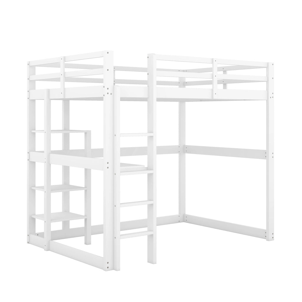 LETTO A CASTELLO con scrivania e 4 vani 140 x 200 cm pino Bianco antico