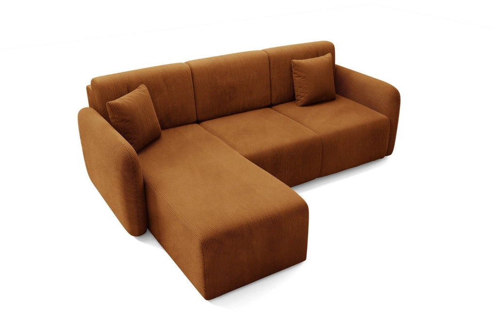 Ranco, Divano Letto con Penisola Contenitore, 245x185 cm Arancione