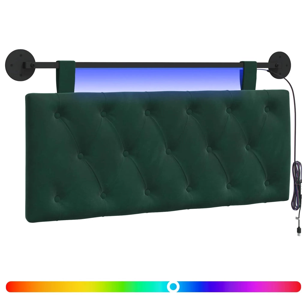 Testiera sospesa Con luce LED Verde Scuro Velluto
