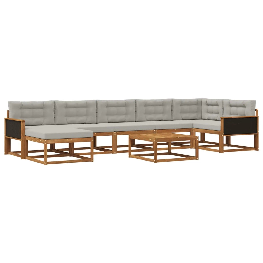 Set di divani da esterno 8 pcs Naturale e Grigio Chiaro