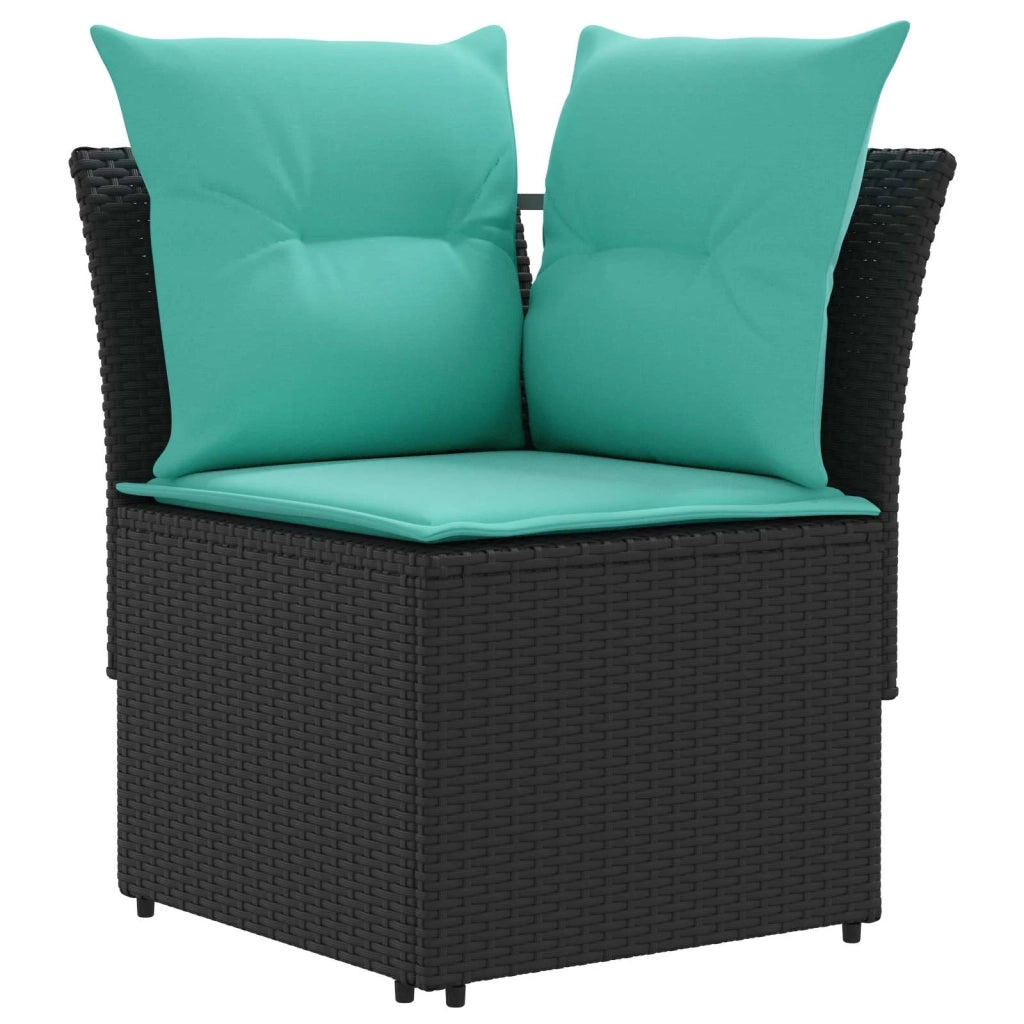 Set di Mobili con cuscino 6 pcs Nero e Turchese Rattan in PE