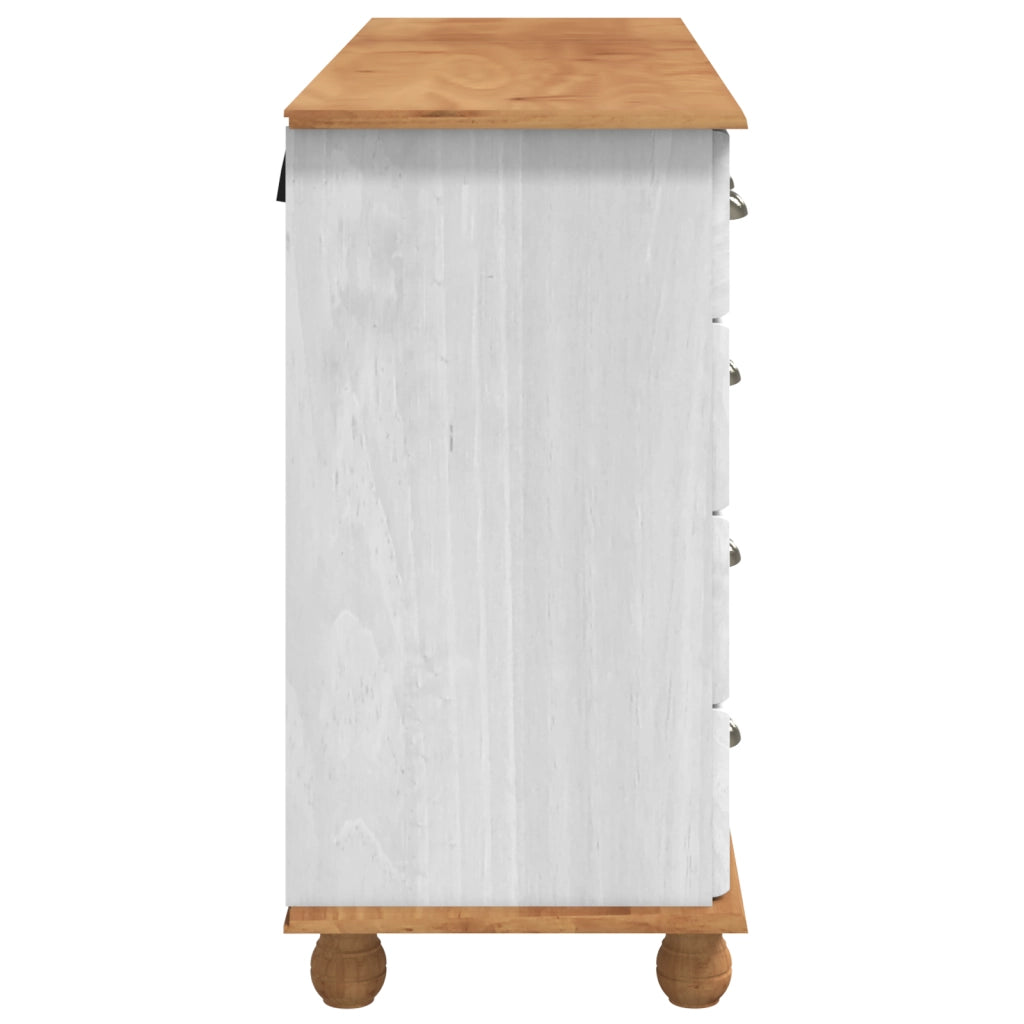 Cassettiera "ASKIM" Bianca 79x40x133.5 cm Legno Massello Pino