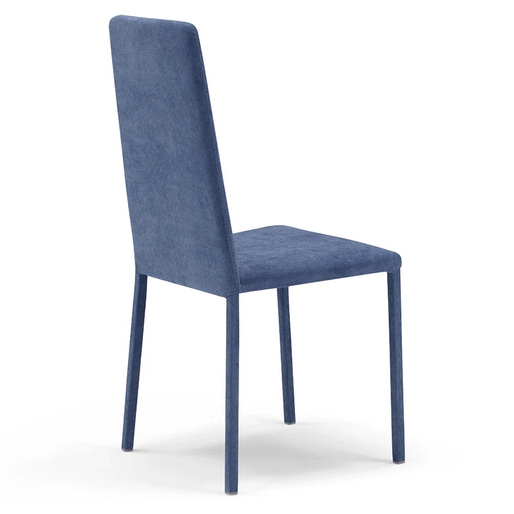 Sedia imbottita 100% MADE IN ITALY BETTY PLUS per sala da pranzo, cucina, soggiorno, design moderno, struttura robusta in metallo rivestita, schienale e seduta rivestiti in velluto colore Avio