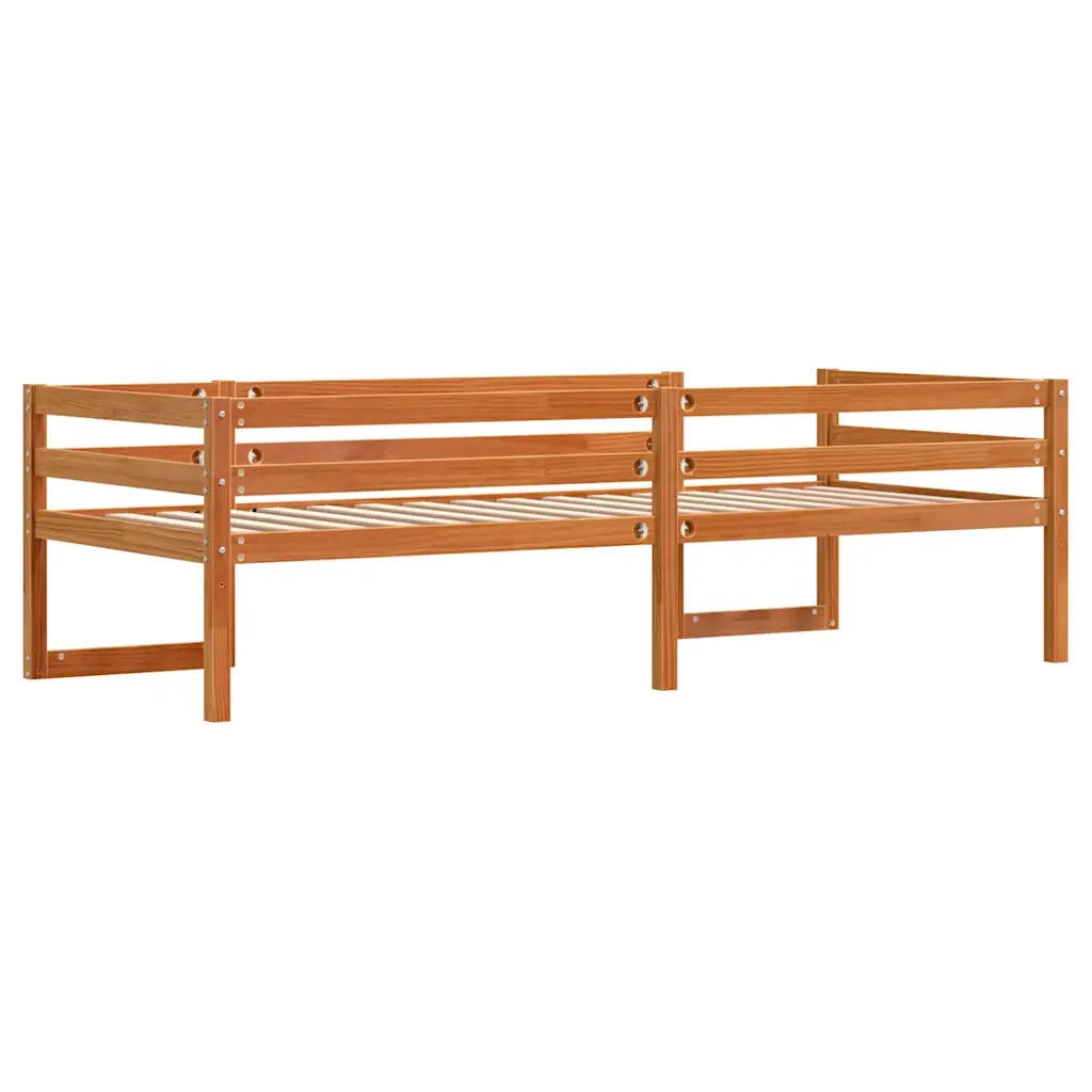 Giroletto Bambini-Struttura Letto Bambini Marrone Cera 75x190 cm Legno Massello di Pino