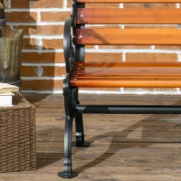 Panchina da Giardino 2 Posti in Alluminio e Legno a Doghe con Braccioli, 120x64x79cm, Teak