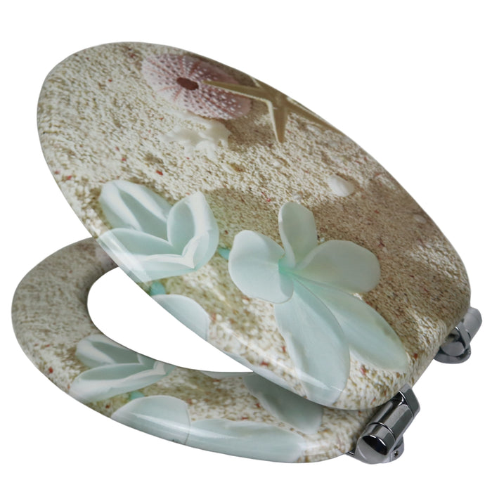 Sedile copri wc universale frizionato fantasia mdf chiusura rallentata *** fantasia sea sand, confezione 1