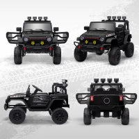 Auto elettrica per bambini UTV con telecomando 2,4G, 2 motori da 12V, musica, clacson, luci LED, 100x63x65cm, nero