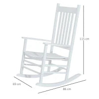 Sedia a Dondolo da Giardino in Legno di Pioppo Bianco, Impermeabile e Anti-UV, 69 x 86 x 115 cm, Max. 160 kg