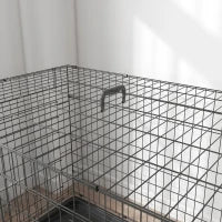 Gabbia per Animali Domestici Trasportino per Cani e Gatti Pieghevole in Acciaio Doppia Apertura, 121x77x82cm, Nero