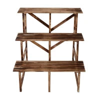 Fioriera Portavasi a 3 Gradini in Legno di Abete in Grado di Supportare Fino a 80kg di Carico per Giardini, Terrazzi, Balconi e Appartamenti 80x80x78cm