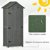 Capanno da Giardino Porta Attrezzi in Legno Impermeabile, 77x54.2x179cm - Grigio