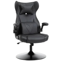 Sedia da Gaming Ergonomica ad Altezza Regolabile, in Finta Pelle e Metallo, 67x71x106-112 cm, Nero