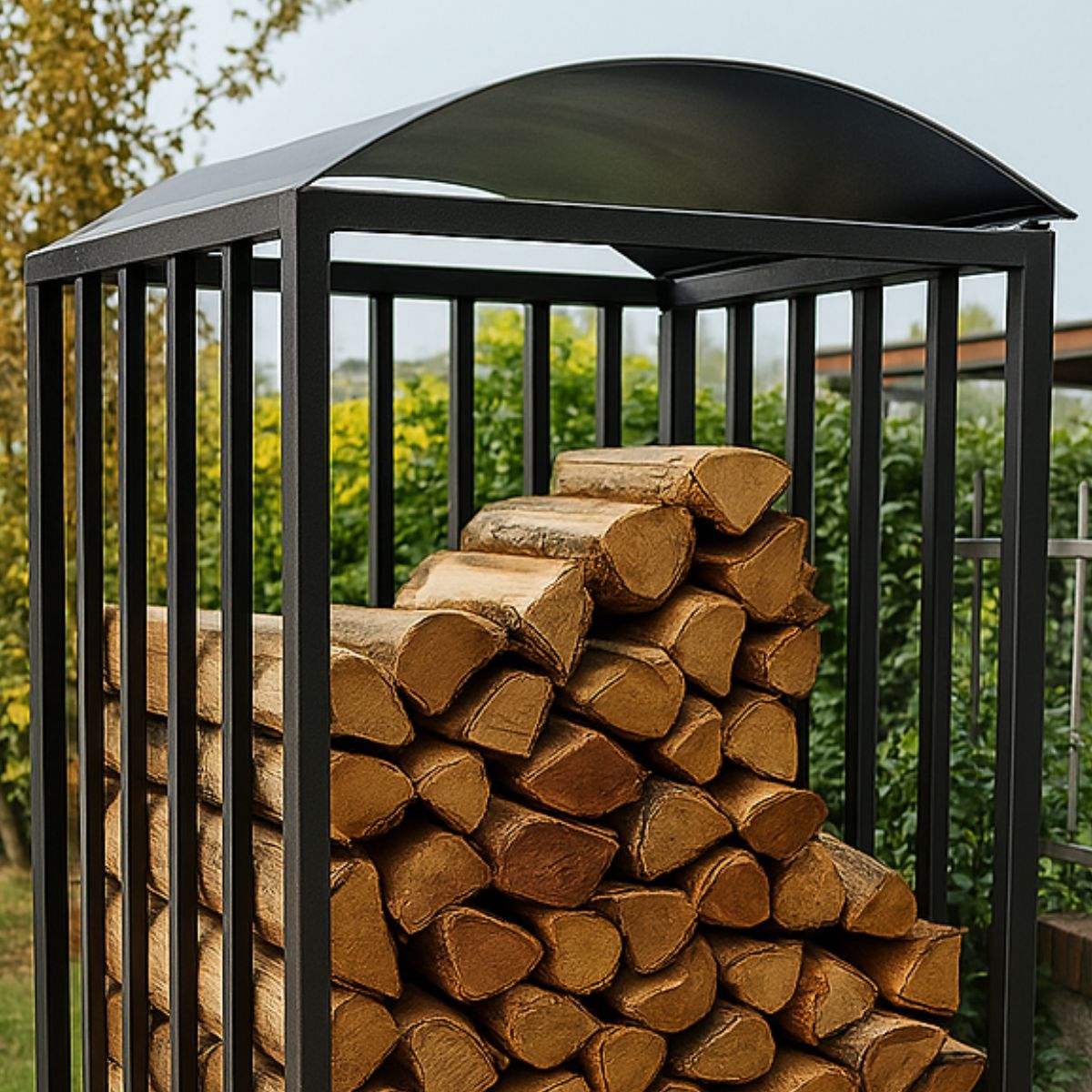 Legnaia portalegna su ruote in acciaio antracite eco 80x80xh190 cm