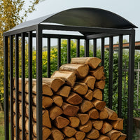 Legnaia portalegna su ruote in acciaio antracite eco 80x80xh190 cm