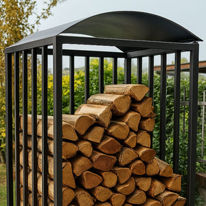 Legnaia portalegna su ruote in acciaio antracite eco 80x80xh190 cm