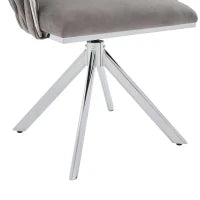 Set da 2 Sedie Girevoli a 180° con Supporto Lombare Ergonomico e Rivestimento Effetto Velluto, 56x50x70 cm, Grigio