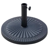 Base Ombrellone Rotonda per Pali da Ø3,8-4,8cm con Decorazione e Manopola, Peso 15kg Ø49x32cm