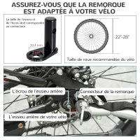 Rimorchio Bici per Cani, 8 Riflettori, Bandierina, Barra Traino Inclusa, Acciaio e Poliestere Impermeabile, Max. 30 Kg, 130L x 73l x 90H cm, Rosso