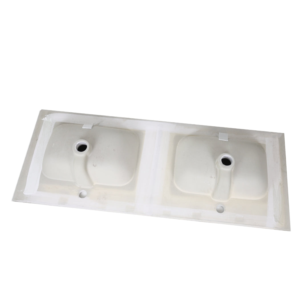 Lavabo ad incasso in ceramica bianco lucido per mobili bagno *** misure 121x46 cm, confezione 1
