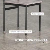 Set Tavolo e Sedie 5 Pezzi Salvaspazio con Tavolo da Cucina Rettangolare e 4 Sedie Moderne, in MDF e Acciaio