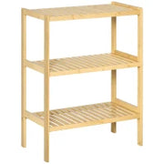 Scaffale Multiuso a 3 Ripiani Salvaspazio in Bambù, Mensola per Bagno, Salotto e Cucina, Facile da Montare, 62x33x80cm, Colore Naturale