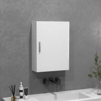 Armadietto Bagno da Parete in Legno con 3 Ripiani Regolabili in Vetro su 3 Livelli, 40x15x55 cm, Bianco