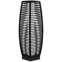 Lampada Solare da Giardino con Pannello di Ricarica, in Acciaio e Rattan, 20x20x68 cm, Nero