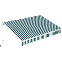 Tenda da Sole a Bracci Avvolgibile a Manovella in Metallo e Alluminio, 4x2.5m, Verde e Bianco