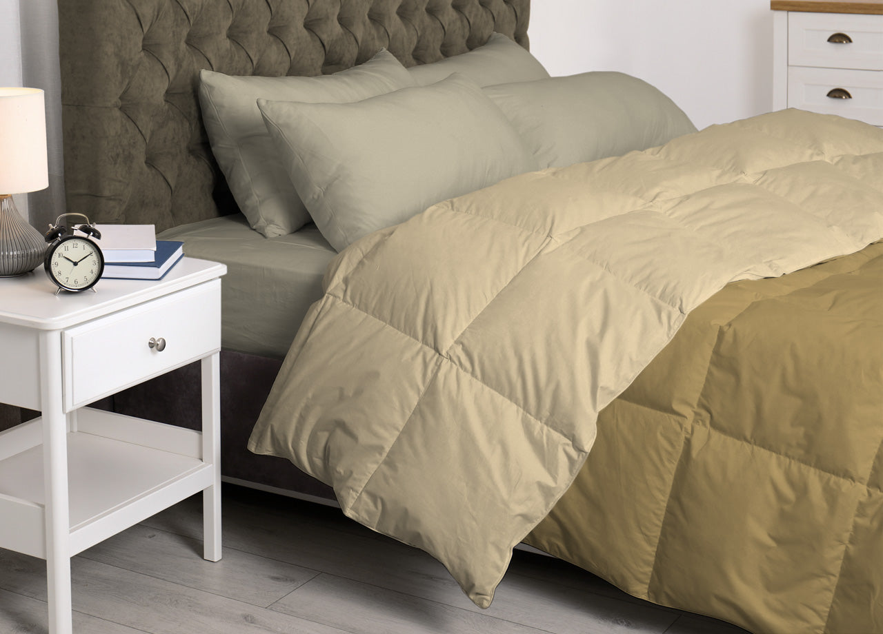 Interno Imbottitura Piumino Invernale 300gr/mq In Piuma D'Oca Bicolor - Matrimoniale - Panna-Tortora