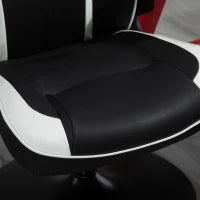 Poltrona da Gaming da Ufficio Ergonomica, Altezza Regolabile, Base Fissa, Braccioli Pieghevoli Nero e Bianco