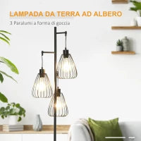 Lampada da Terra Vintage Industriale in Metallo Nero, Lampada a Piantana da Terra Moderna Ф35 x 170cm